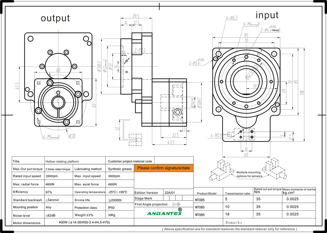 ANDANTEX NT085-5 hatua ya kuzunguka yenye mashimo katika tasnia ya usindikaji wa semiconductor-01