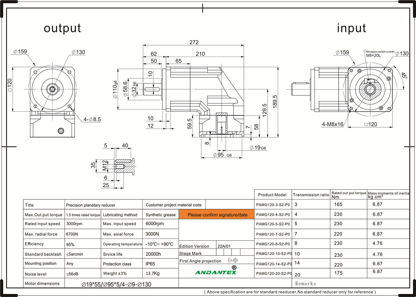 ANDANTEX PAMG120-5-S2-P0 Yakakwirira Precision Series Mapuraneti Gearboxes muChikafu Processing Production Equipment-01