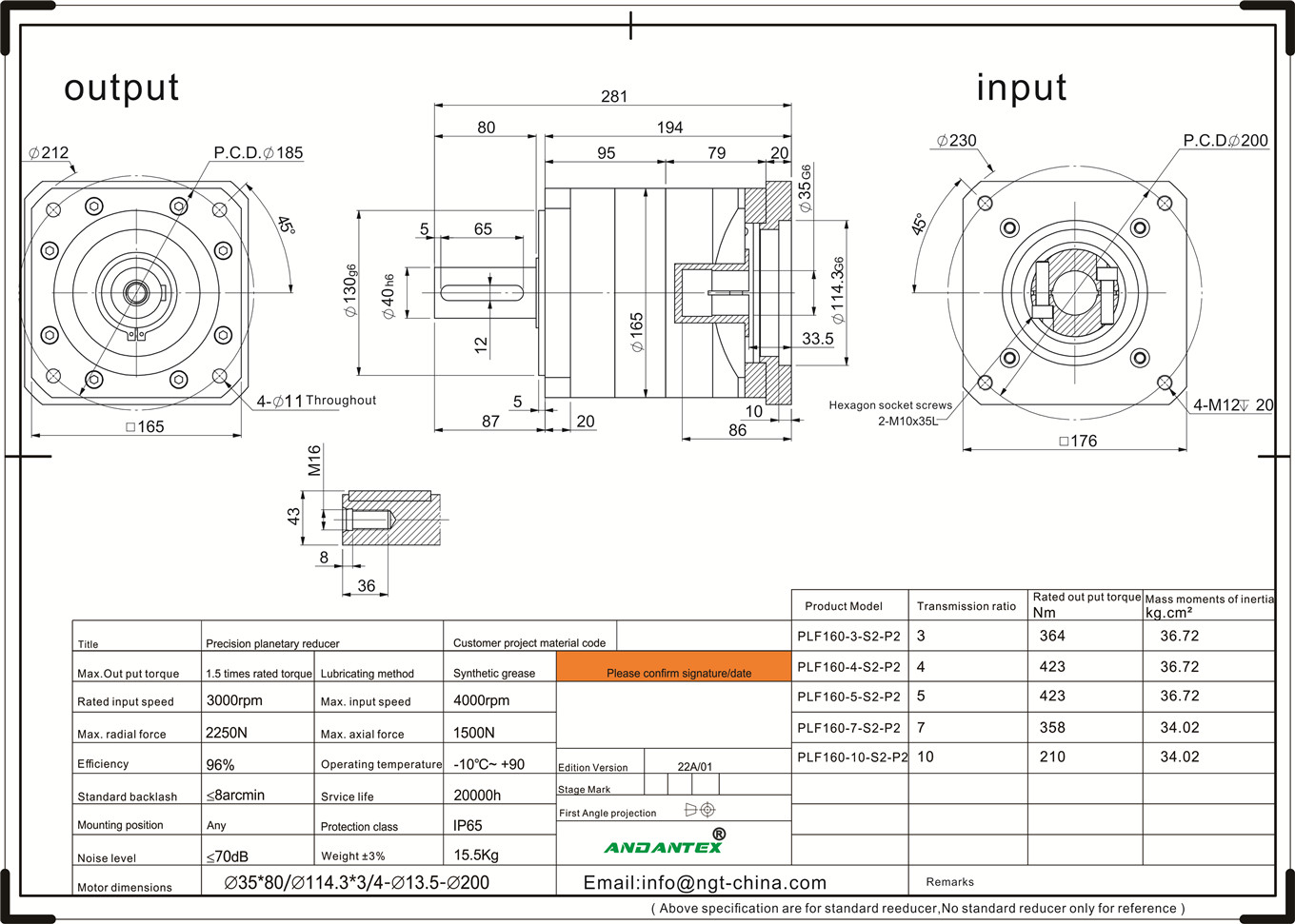 Andantex plf160-7-s2-p2 стандарттык сериядагы планетардык редукторлор таңгактоочу машина жабдуулары-01