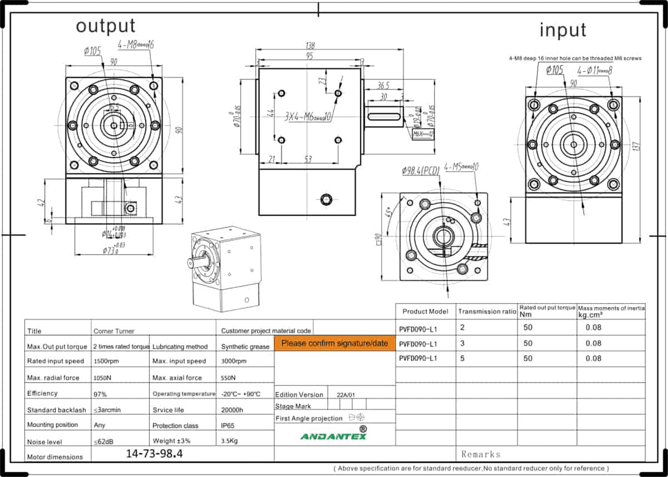 Andantex pvfd090 -5 convertisseur à angle droit dans l'application d'équipement robotique-01