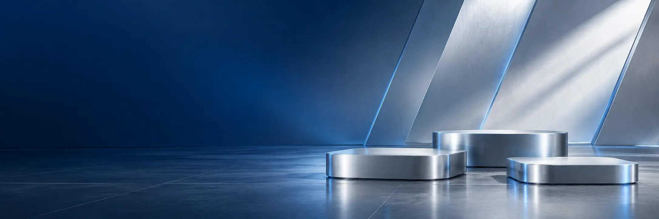 Blue and silver precision product display