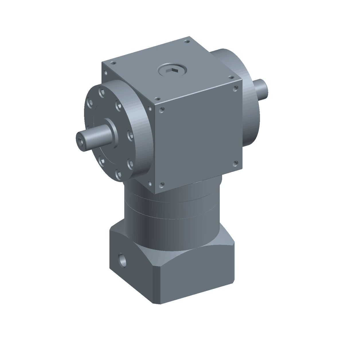 ANDANTEX AT065-FL dual-shaft right-angle gearbox, CAD rendering of supplied L2 assembly