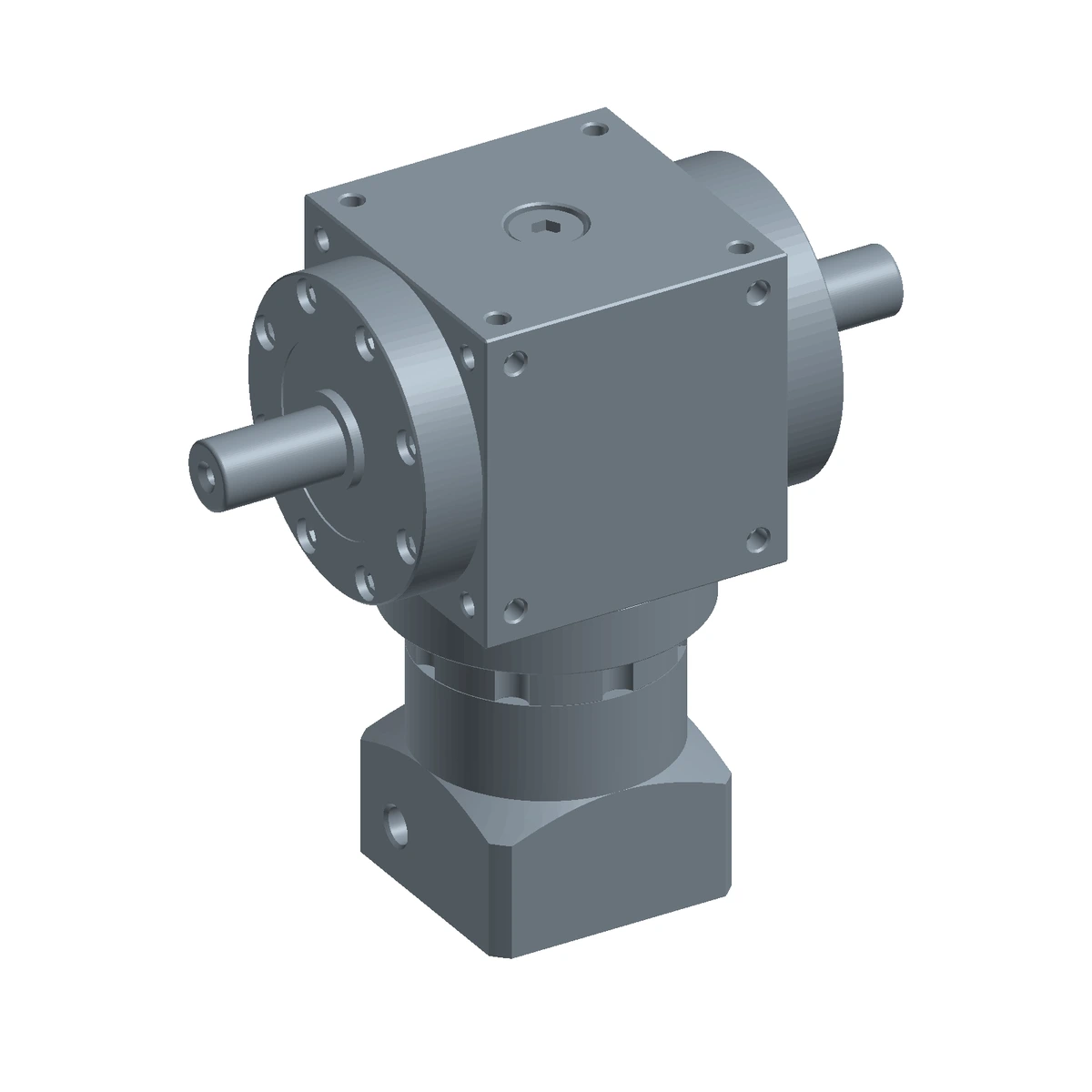 ANDANTEX AT075-FL dual-shaft right-angle gearbox, CAD rendering of supplied L2 assembly
